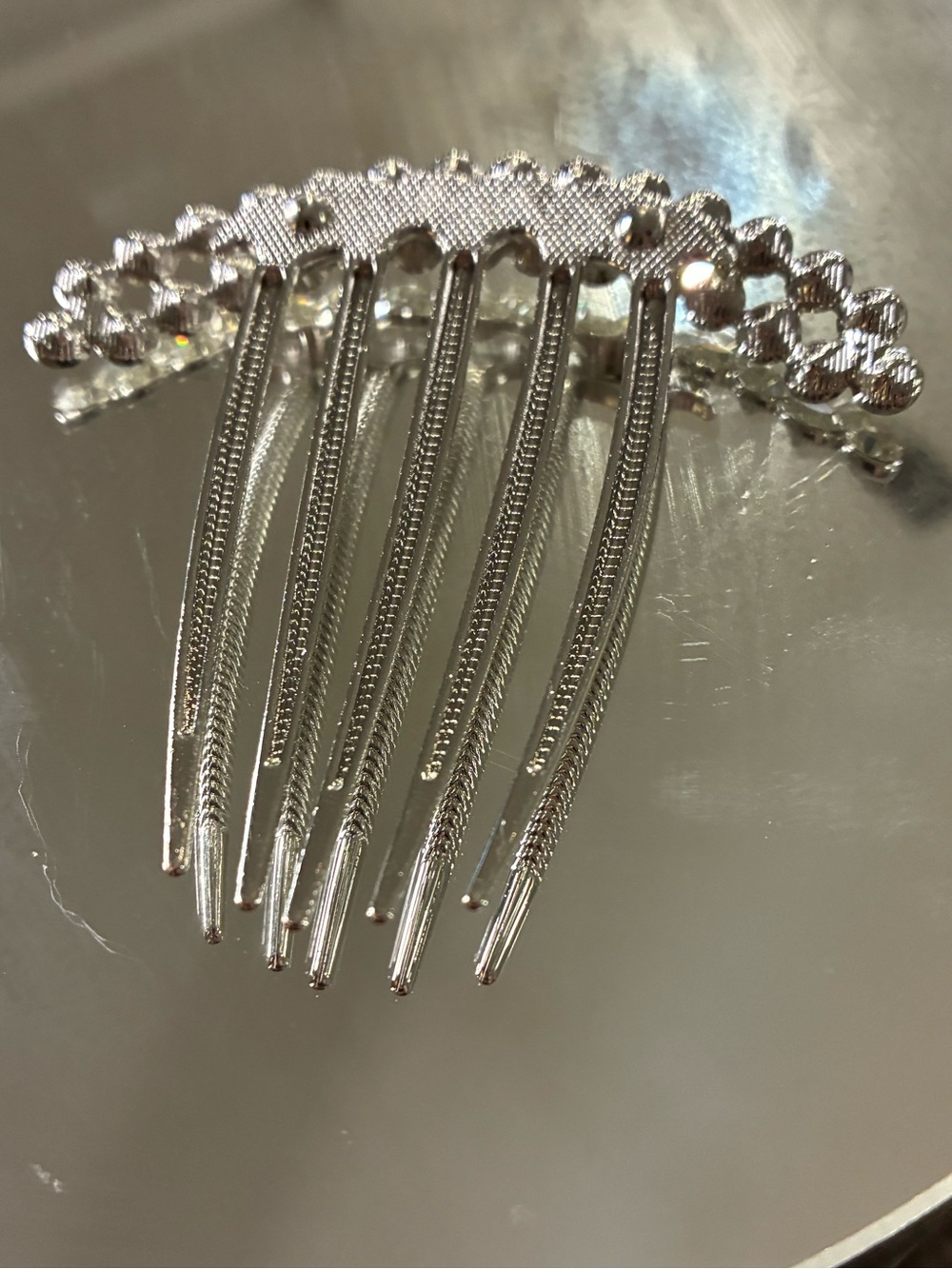 Crystal Rhinestone Hair Comb - Silver - Picture 9 of 9